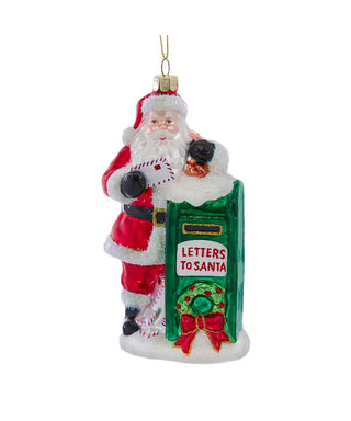 Kurt Adler -  Noble Gems Glass Santa W/MailBox - Addobbo Albero